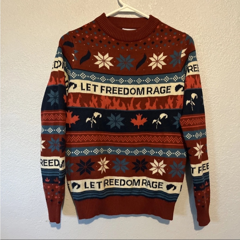 Hulu The Handmaid’s Tale Sweater Men's Size Small Christmas Holiday Red Blue